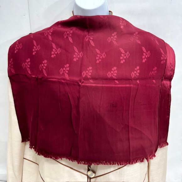 VG TChristian Dior Soft 100% Silk Scarf Rayon/Satin 66"X 20" Bugendy  Fringe( 23 - Picture 6 of 9